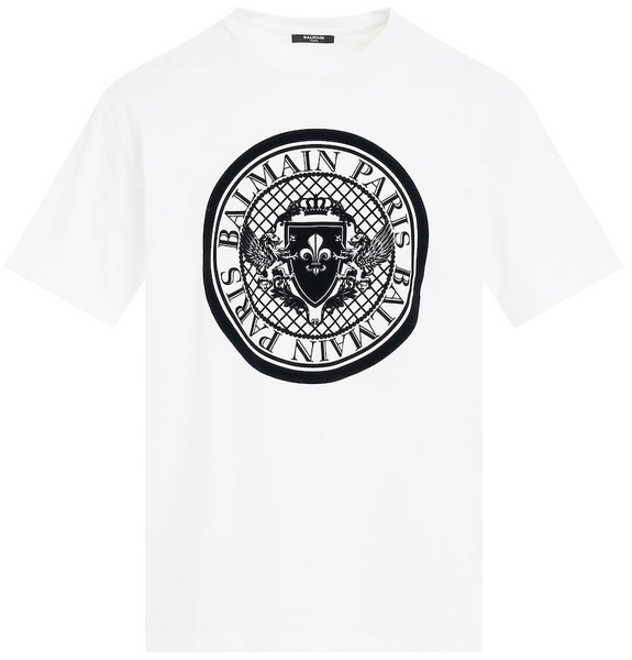  Áo Nam Balmain Coin Flock Straight Fit T-Shirt 'White' 