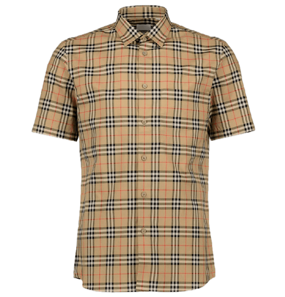  Áo Nam Burberry Check Pattern Short-Sleeved Shirt 'Beige' 