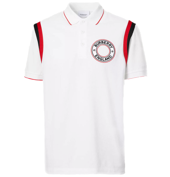  Áo Nam Burberry Logo Graphic Appliqué Piqué Polo 'White' 