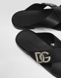  Dép Nam Dolce & Gabbana Calfskin Sandals 'Black' 