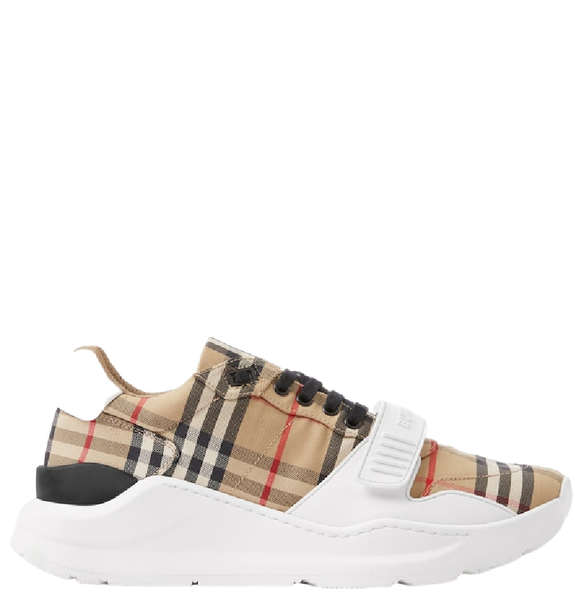  Giày Nam Burberry Check Leather Sneakers 'Archive Beige' 
