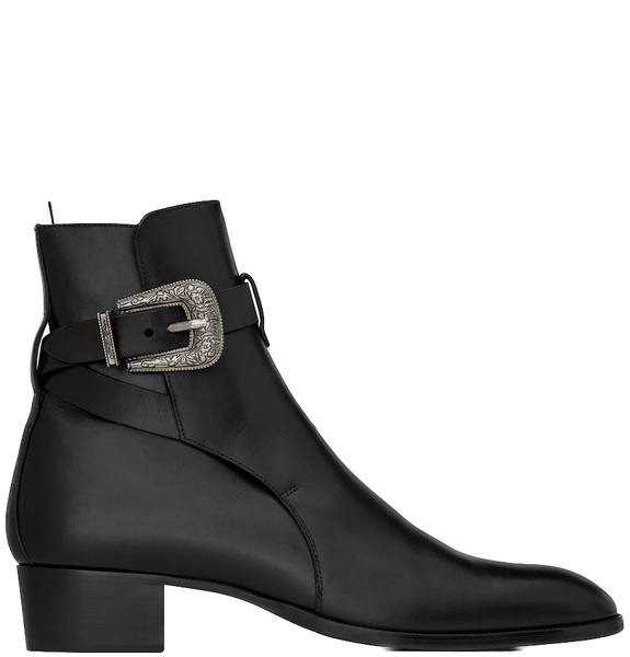  Giày Nam Saint Laurent Wyatt Jodhpur Boots In Smooth Leather 'Noir' 