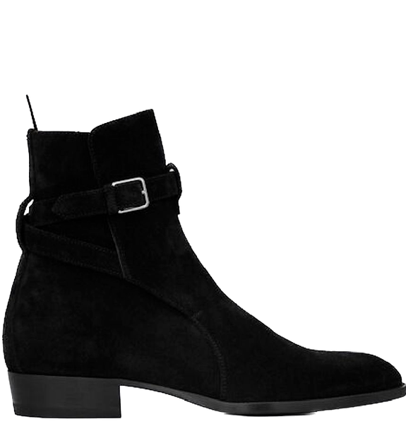  Giày Nam Saint Laurent Wyatt Jodhpur Boots In Suede 'Black' 