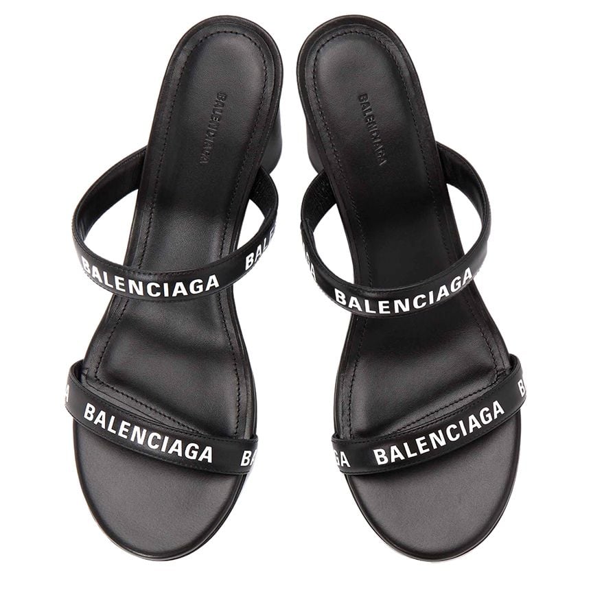  Giày Nữ Balenciaga Logo Round Sandals 'Black' 