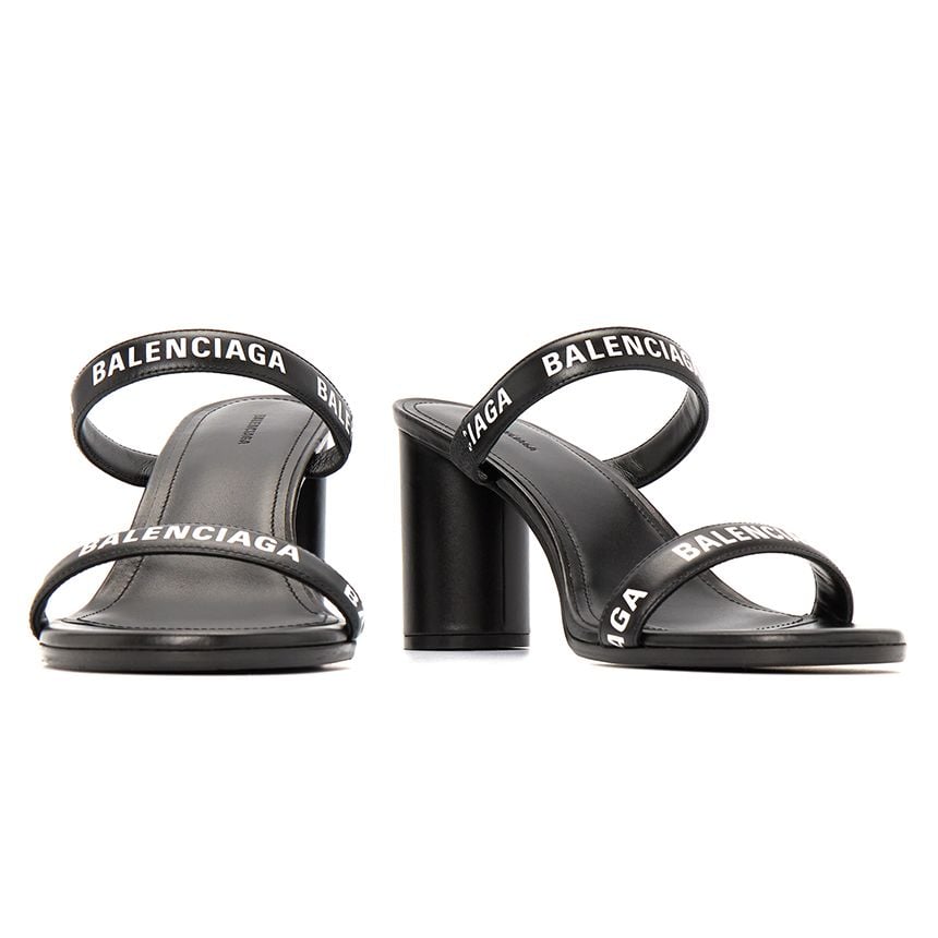  Giày Nữ Balenciaga Logo Round Sandals 'Black' 