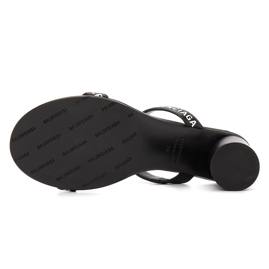  Giày Nữ Balenciaga Logo Round Sandals 'Black' 