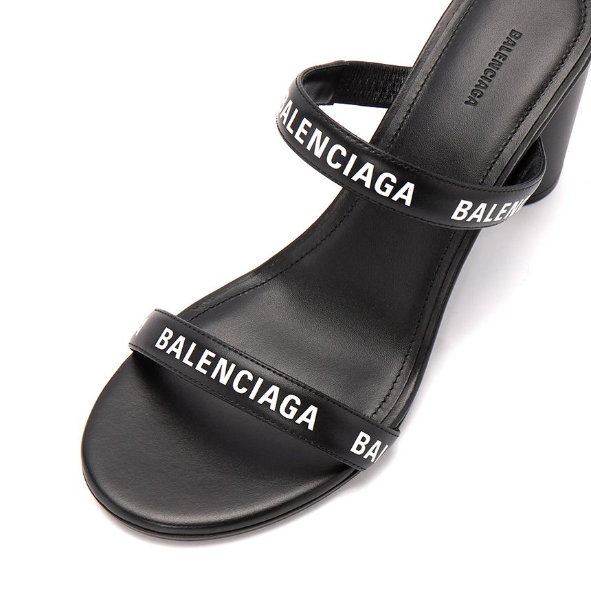  Giày Nữ Balenciaga Logo Round Sandals 'Black' 