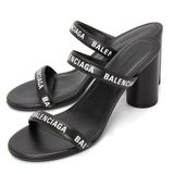 Giày Nữ Balenciaga Logo Round Sandals 'Black' 