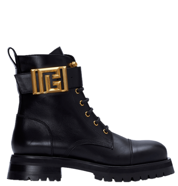  Giày Nữ Balmain Charlie Leather Ranger Boots 'Black' 