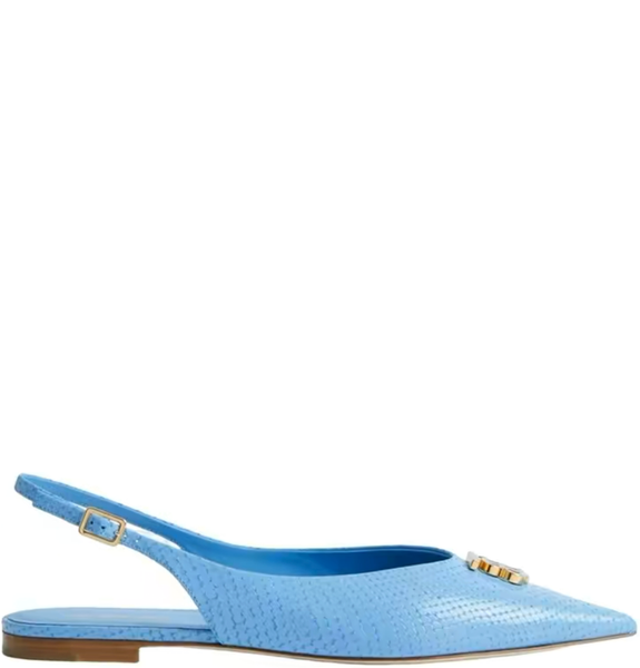  Giày Nữ Burberry Monogram Motif Leather Slingback Point-toe Ballerinas 'Cool Cornflower Blue' 