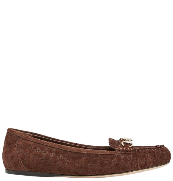  Giày Nữ Gucci Ballet Flat With Horsebit 'Brown' 