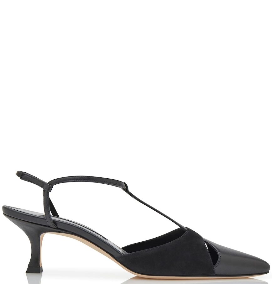  Giày Nữ Manolo Blahnik Turgimod T-Bar Pumps 'Black' 