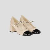  Giày Nữ Miu Miu Mid Heels 'Beige Black' 