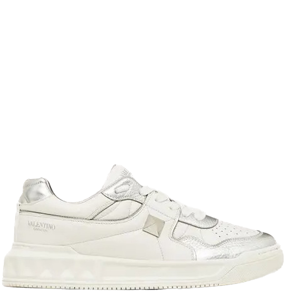  Giày Nam Valentino One Stud Nappa Low Top 'Silver' 
