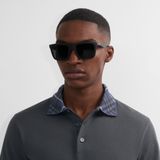  Kính Burberry Embossed Check Square Sunglasses 'Black' 