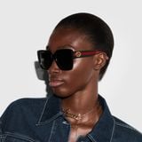  Kính Nữ Gucci Square Frame Sunglasses 'Black' 