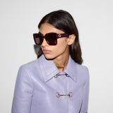  Kính Nữ Gucci Square Frame Sunglasses 'Brown' 