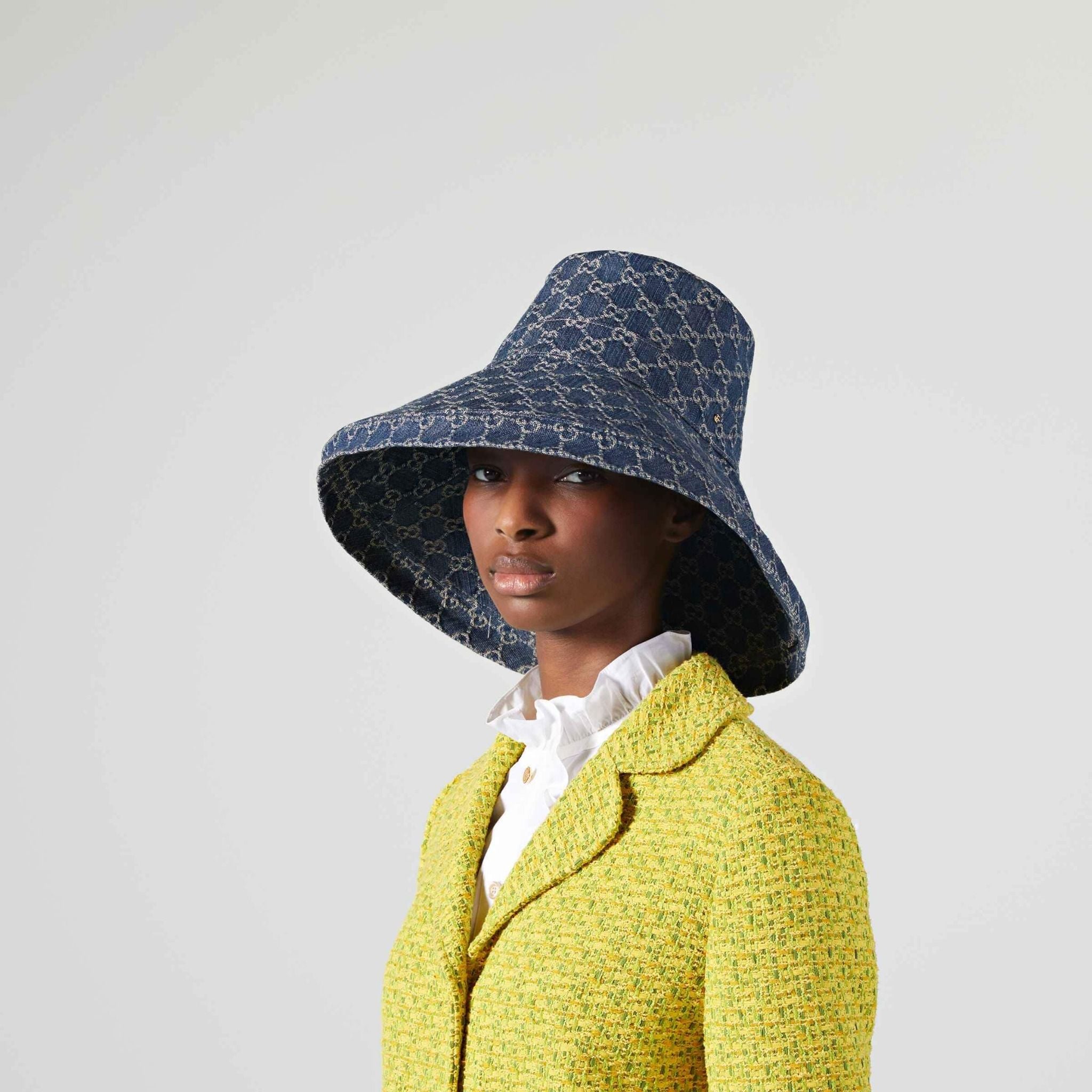 Gucci Bucket Gucci Denim Wide Brim Hat Mũ Nữ Gucci Washed Denim