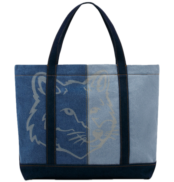  Túi Maison Kitsune Fox Head Medium Tote 'Blue' 