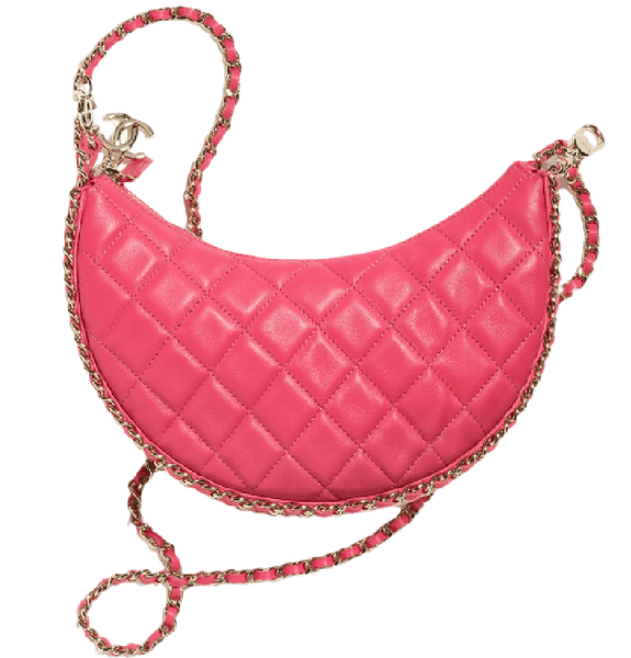  Túi Nữ Chanel Hobo Bag Lambskin Shiny Light Gold Metal 'Pink' 