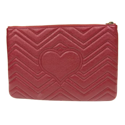  Túi Nữ Gucci GG Marmont Clutch 'Red Leather' 