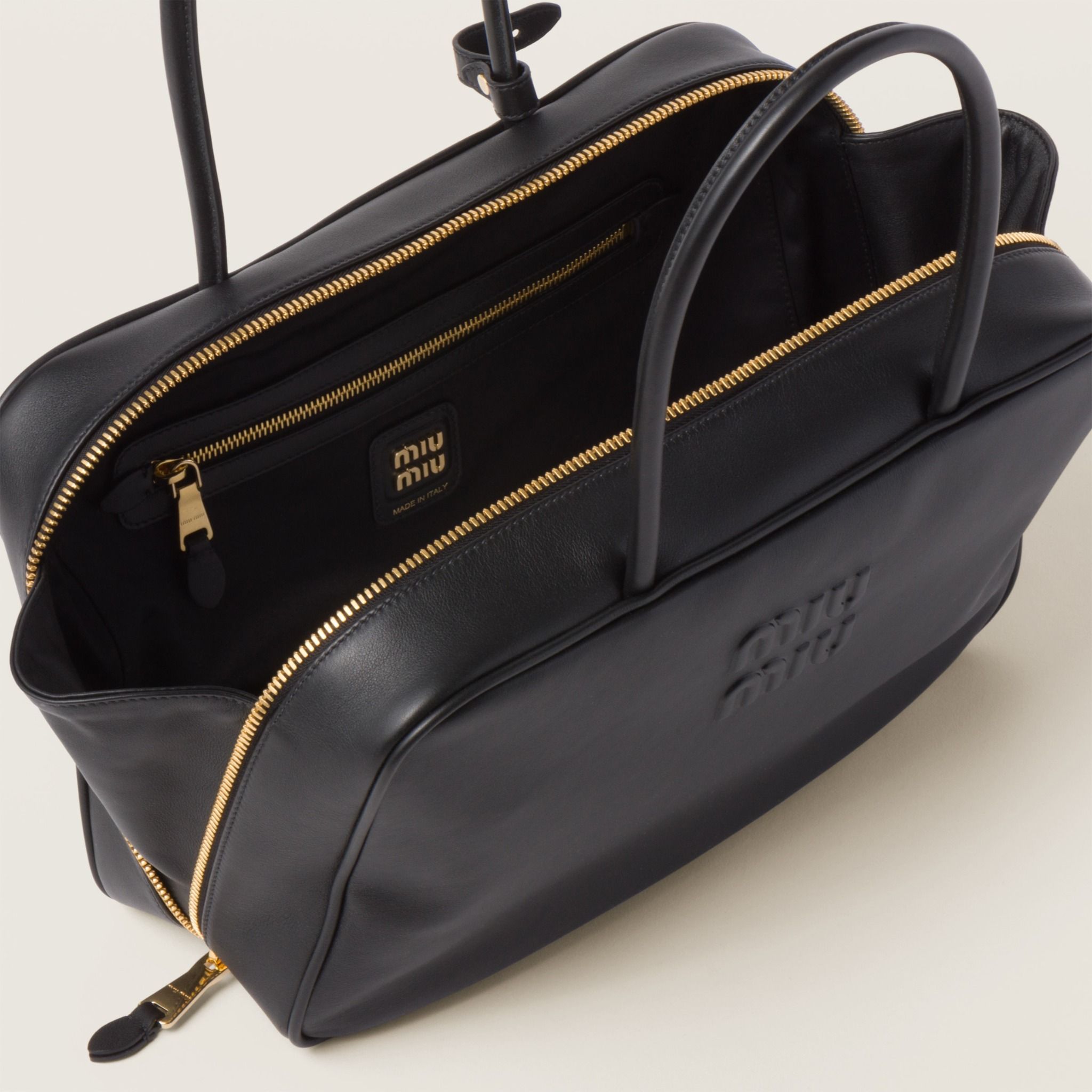 トートバッグ MIU MIU 25FW Black Leather Bow Tote Bag 5BB117 2CRW F0002 Black Leather Beau Bag | Miu Miu