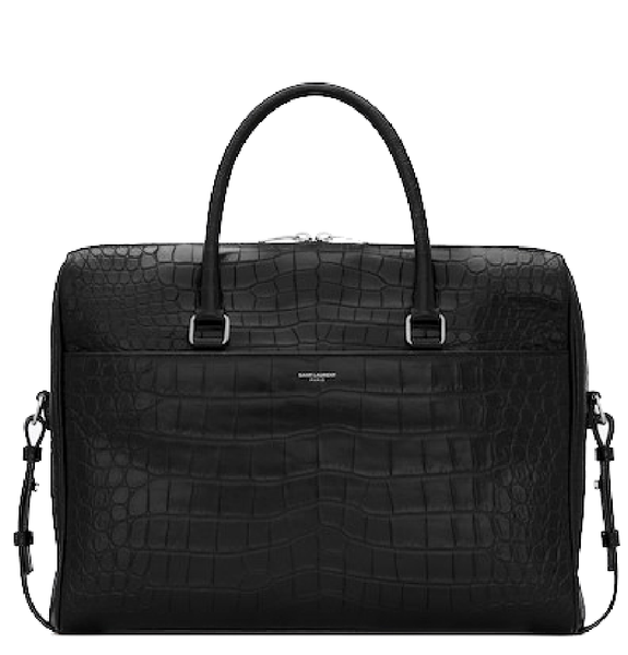  Túi Nam Saint Laurent Duffle Briefcase In Crocodile Leather 'Black' 