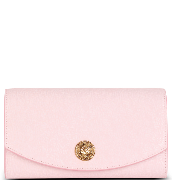  Ví Nữ Balmain Emblème Grained Calfskin Clutch 'Pink' 