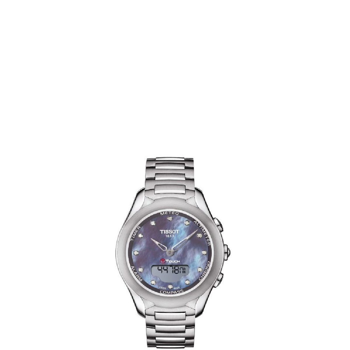  Đồng Hồ Nữ Tissot T-Touch Expert Solar Perpetual Alarm Chronograph Diamond Watch 'Black Mother of Pearl' 