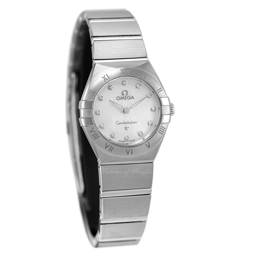  Đồng Hồ Nữ OMEGA Constellation Manhattan Quartz Diamond White Mother of Pearl Dial 