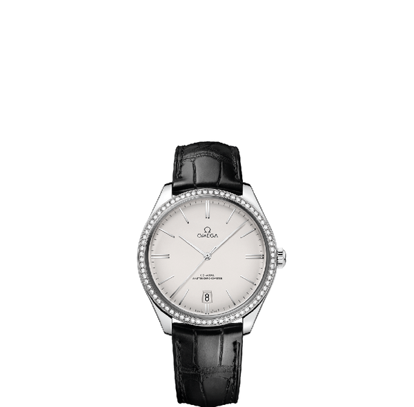  Đồng Hồ Nam Omega De Ville Tresor Diamond Silver Dial 'Black' 