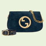  Túi Gucci Nữ Blondie Medium Shoulder Bag Deep Suede 'Blue' 