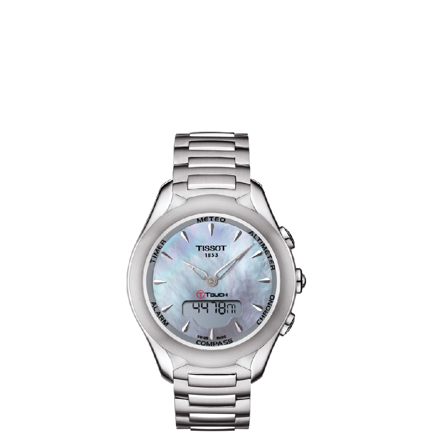 【美品】TISSOT T-TOUCH T075220A PEARLDIAMOND Tissot T-Touch Solar Lady Mother of Pearl Dial Ladies Watch