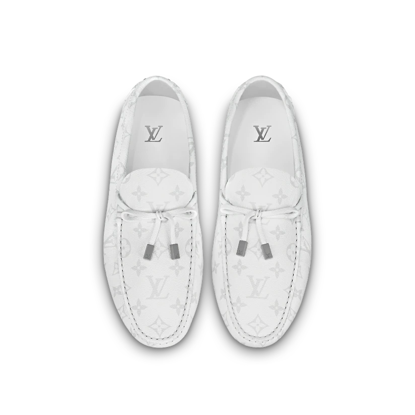  Giày Nam Louis Vuitton LV Driver Moccasins 'White' 