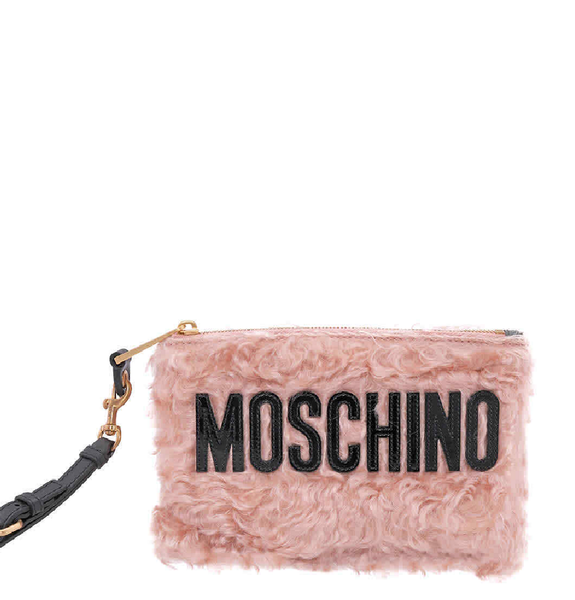  Túi Nữ Moschino Fur Logo Clutch Bag 'Pink' 