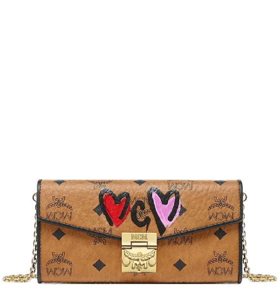  Ví Nữ MCM Valentine’s Day Upcycling Project Crossbody Wallet in Visetos 'Cognac' 