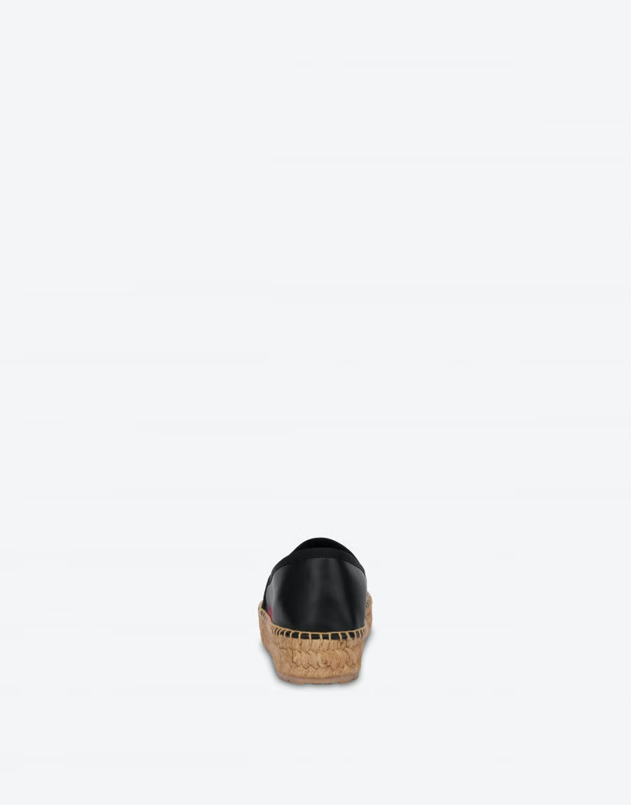  Giày Moschino Nữ Exploding Heart Calfskin Espadrilles 'Black' 