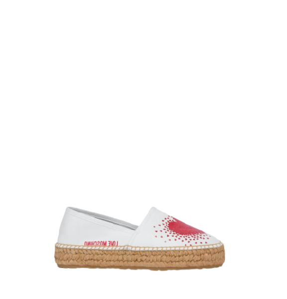  Giày Moschino Nữ Exploding Heart Calfskin Espadrilles 'White' 