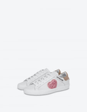  Giày Moschino Nữ Shiny Heart Nappa 'White' 