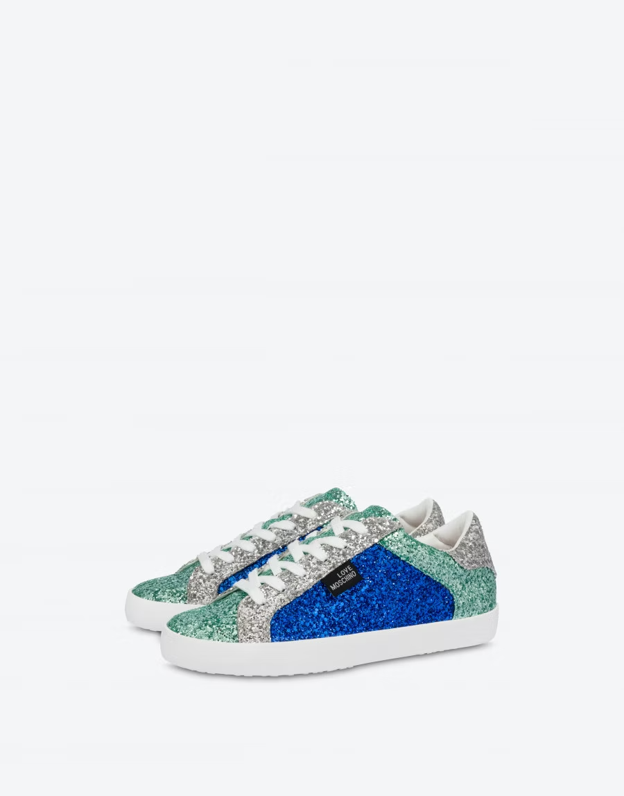  Giày Moschino Nữ Glitter  'Electric Blue' 