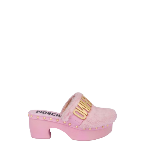  Giày Moschino Nữ Logo Fabric Sabot 'Pink' 