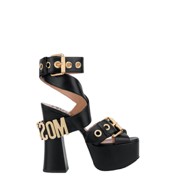  Giày Moschino Nữ Belt Platform Sandals 'Black' 