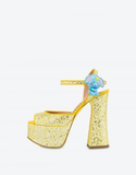  Giày Moschino Nữ Platform Glitter Sandals 'Yellow' 