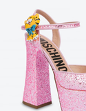  Giày Moschino Nữ Platform Glitter Sandals 'Pink' 