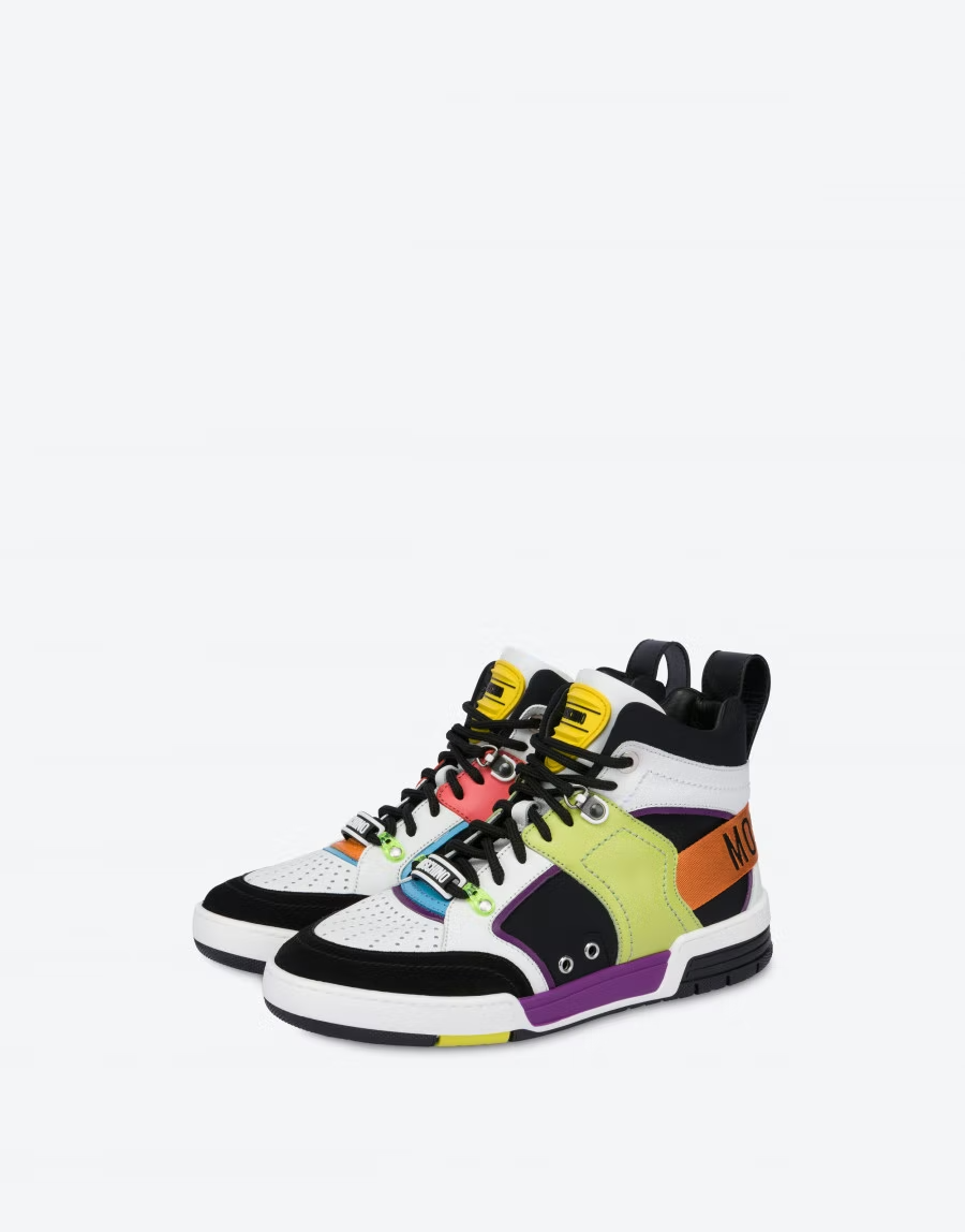  Giày Moschino Nam Streetball High 'Black' 