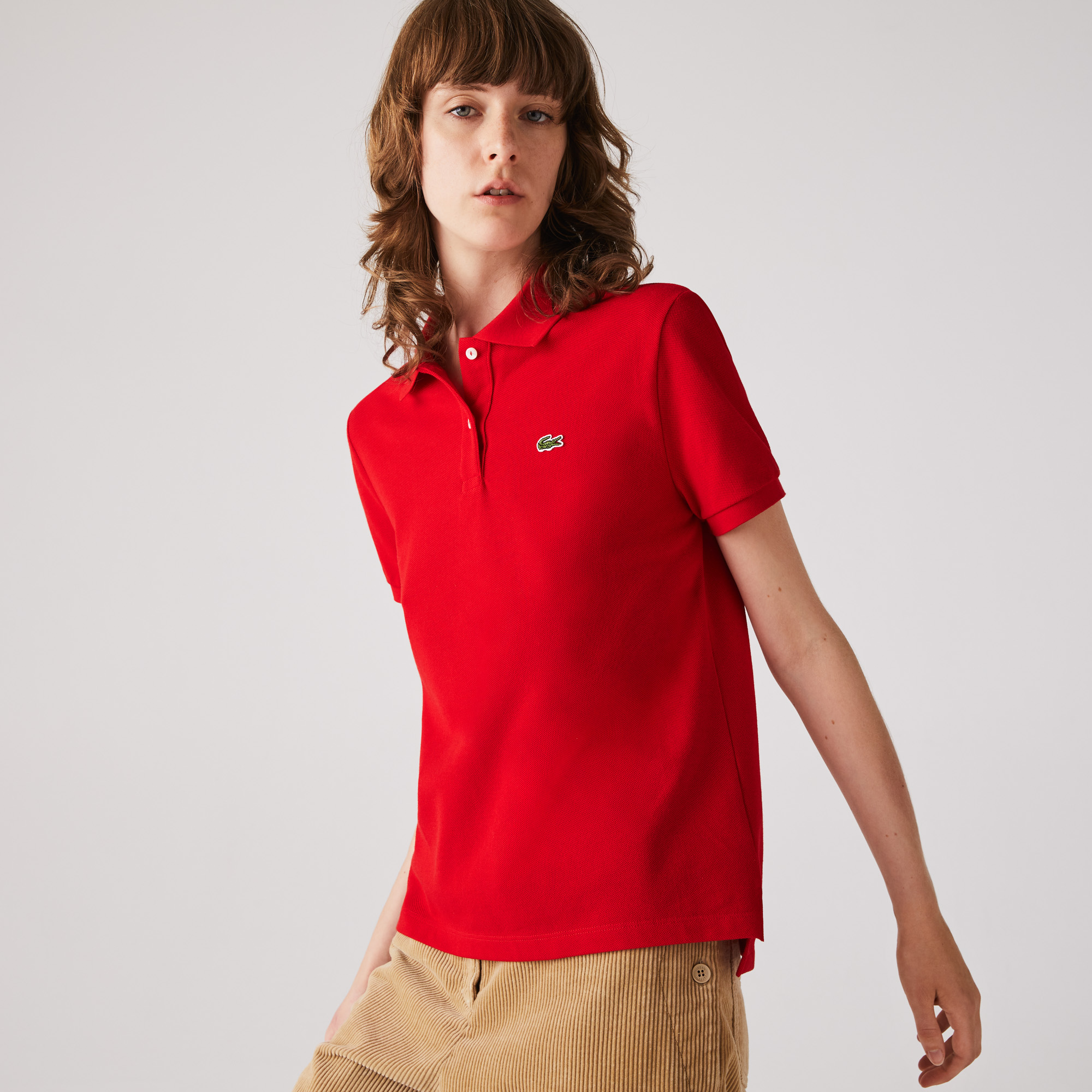  Áo Nữ Lacoste 2-Button Short Sleeve Polo 'Red' 