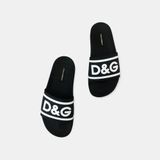  Dép Nam Dolce & Gabbana Slides DG Logo 'Black' 