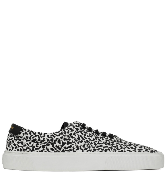  Giày Nữ Saint Laurent Venice Sneakers In Sparkle-print Canvas 'White' 