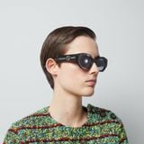  Kính Nữ Gucci Oval Frame Sunglasses 'Black' 