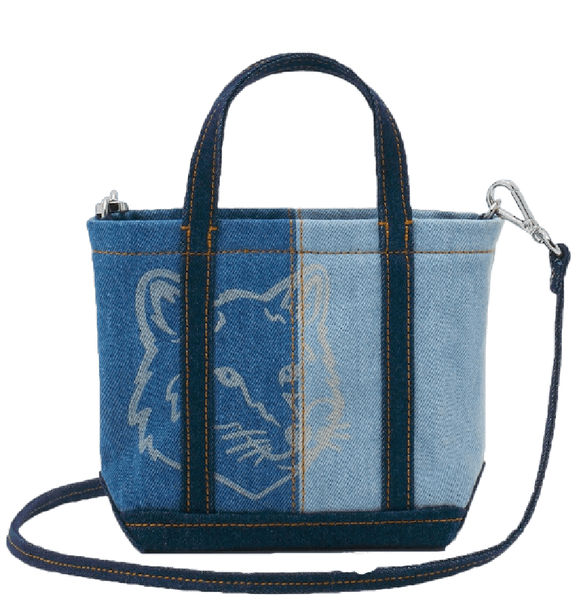 Túi Maison Kitsune Fox Head Mini Tote 'Blue' 